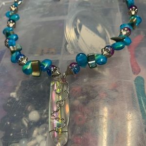 Hand crafted, wire wrapped opal necklace